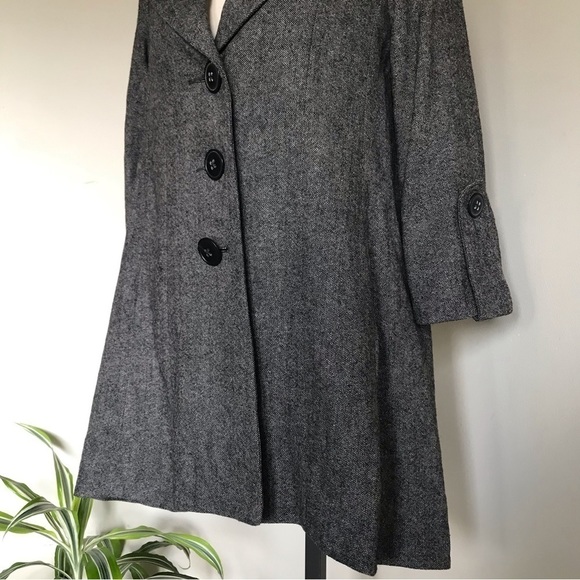 Cabi Wool Jacket Coat Tweed Flared Shakespeare Swing Grey Long Size 4 NWT - Picture 3 of 12